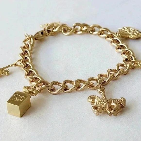 ESCADA Women’s 1990s Joyful Gold Tone Curb Charm Bracelet Pre-Owned - Picture 3 of 6